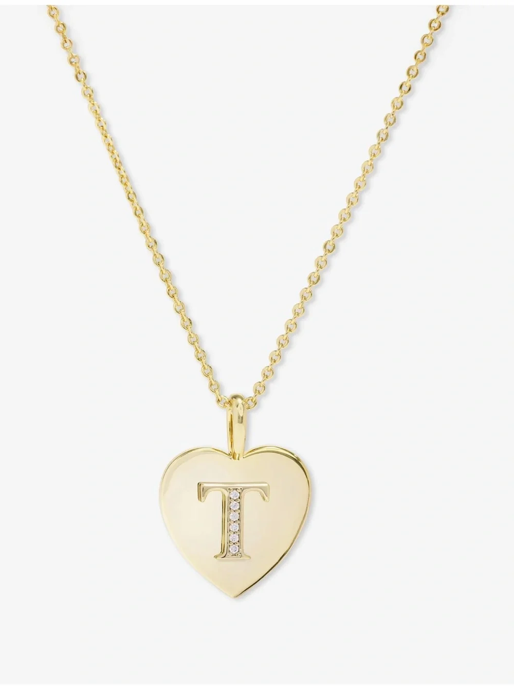 Melinda Maria Gold Heart Initial “T” Pendant Necklace